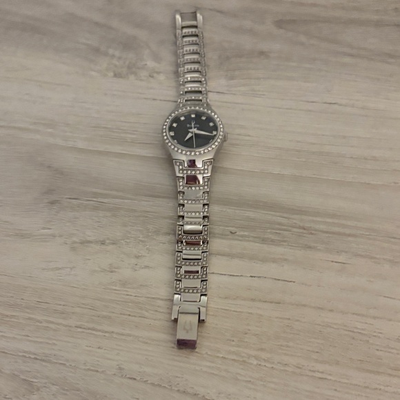 Bulova Silver Watch with Black Dial